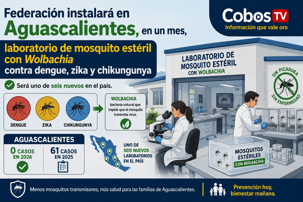 Aguascalientes instalará laboratorio para producir mosquito que combate el dengue, zika y&nbsp;Chikungunya